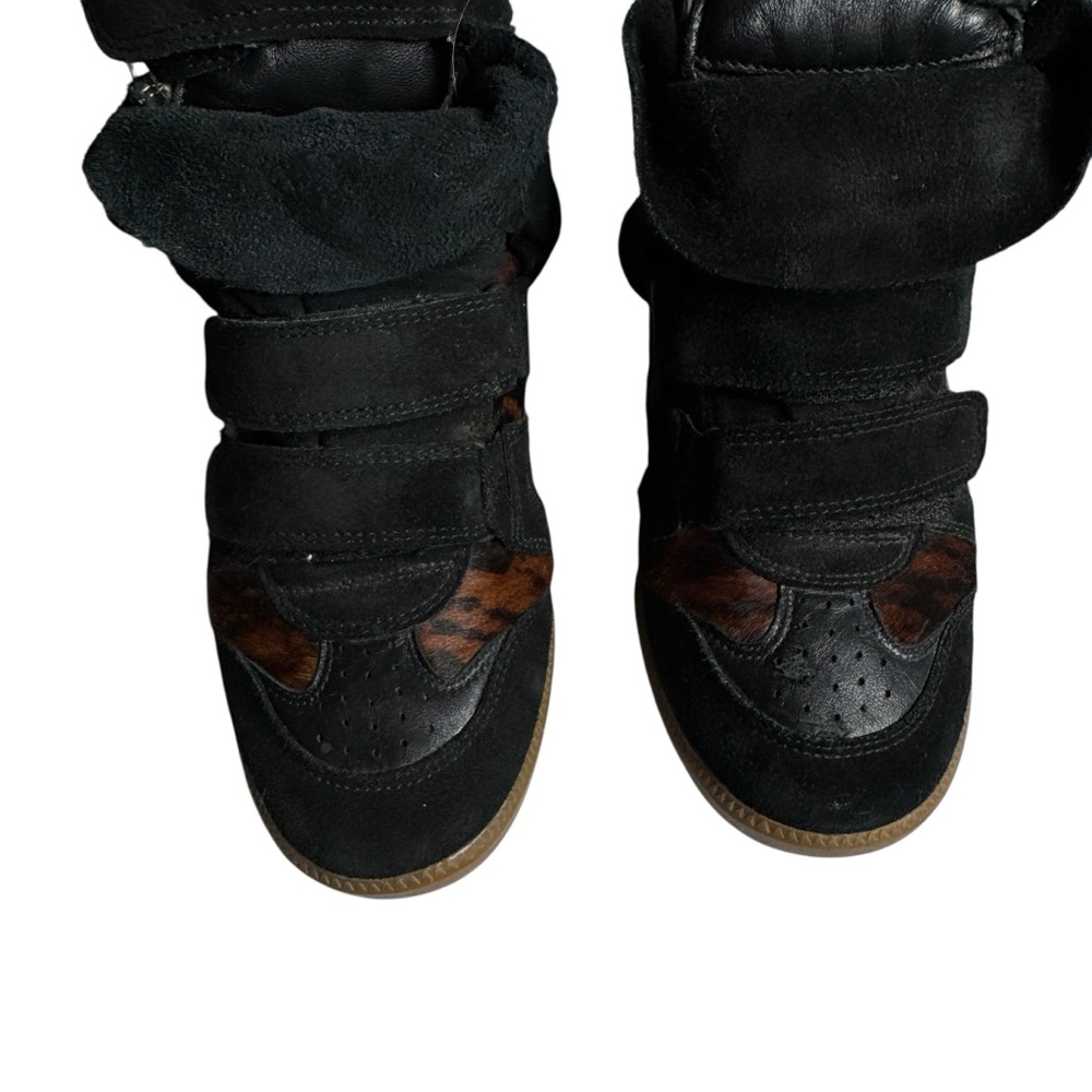 Isabel Marant Bekett Leather Wedge High Top Pony Over Basket Sneakers Womens 36 - Picture 5 of 10